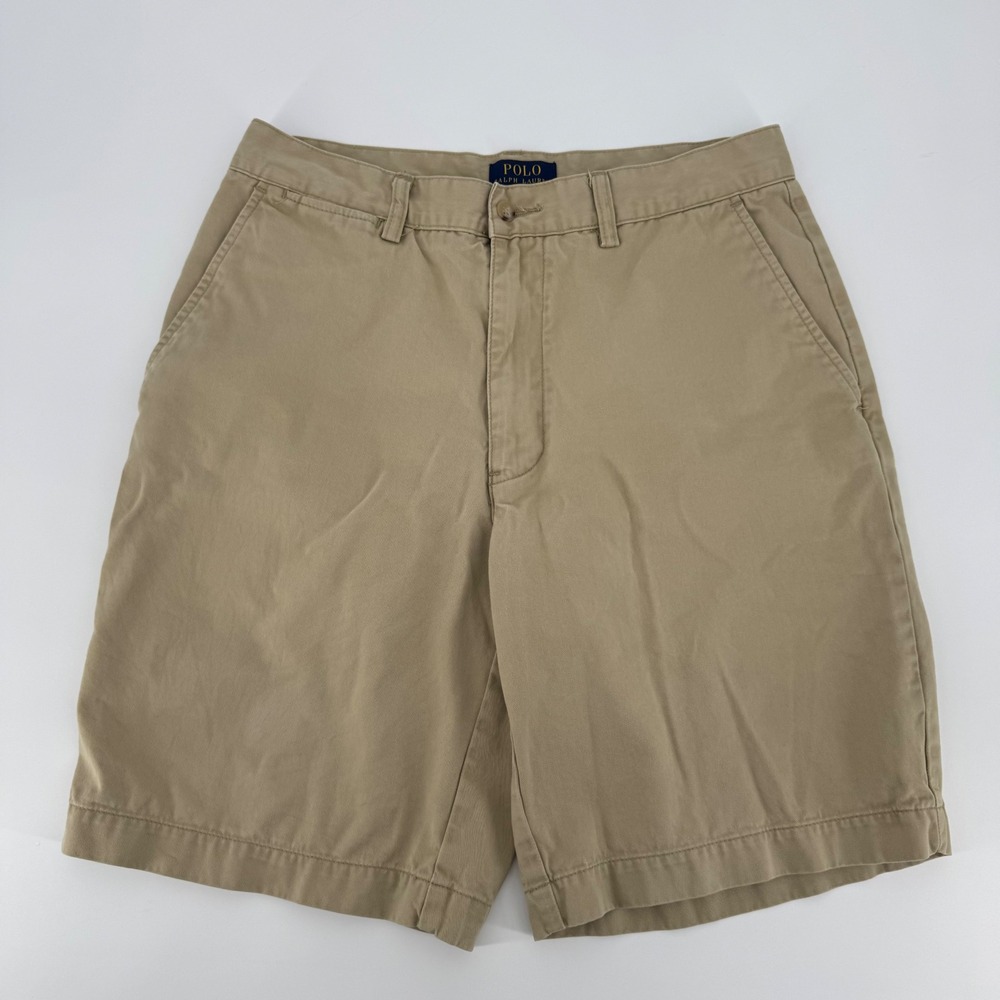 Polo Ralph Lauren Mens Tan Khaki Cotton Twill Chino Shorts Size 31 Classic Fit